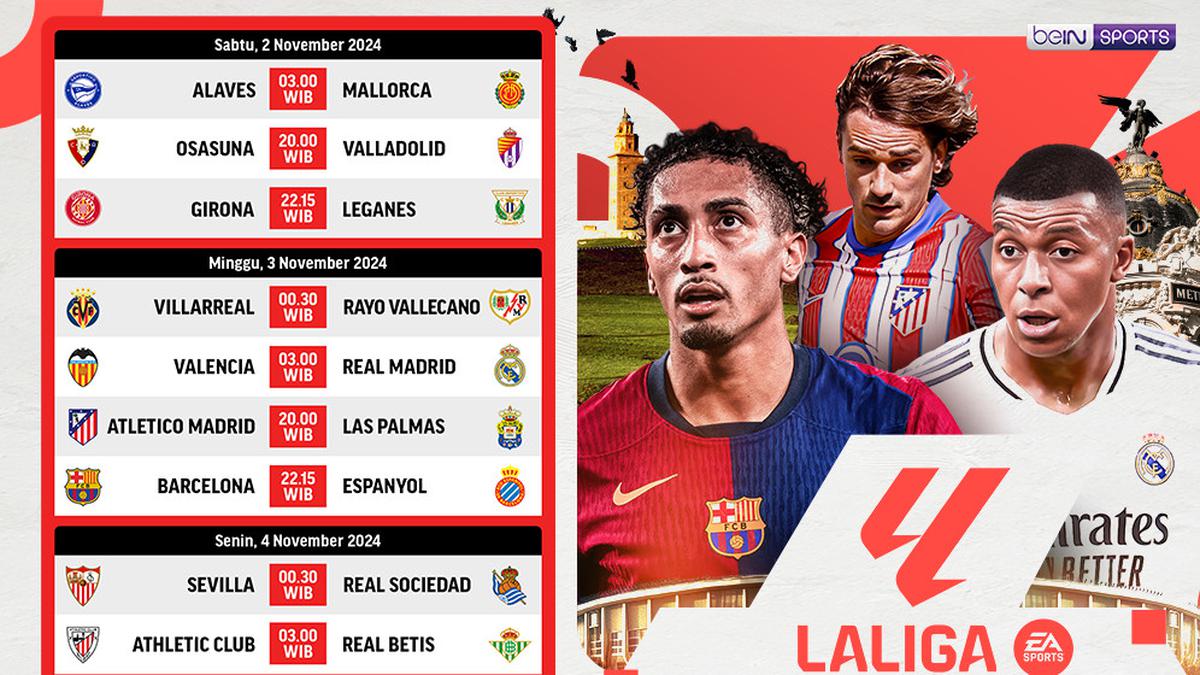 Jadwal Tayang Langsung La Liga 2024 25 Matchweek 12 Peka